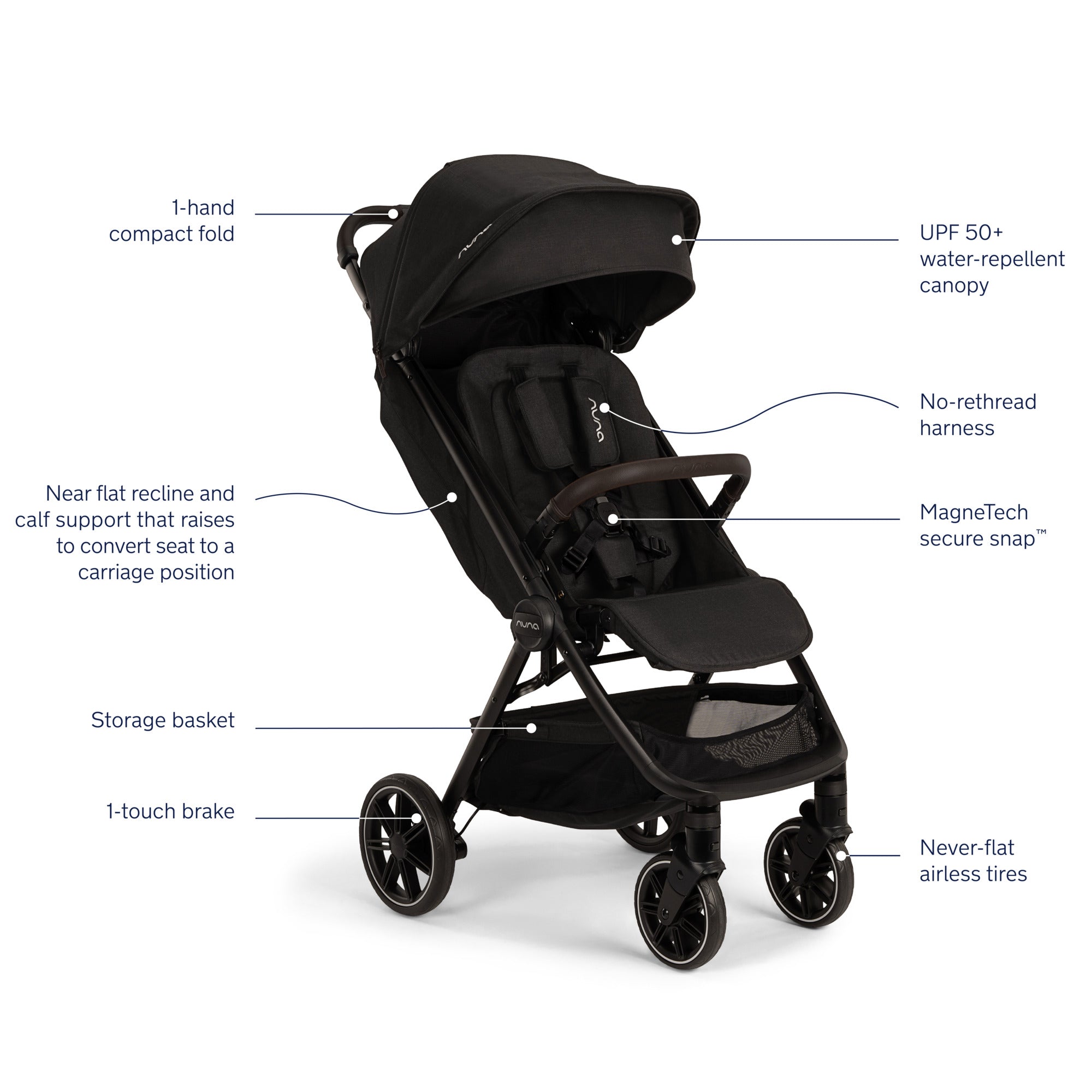 nuna stroller close Nuna TRVL LX Stroller + Carry Bag – BabyBliss