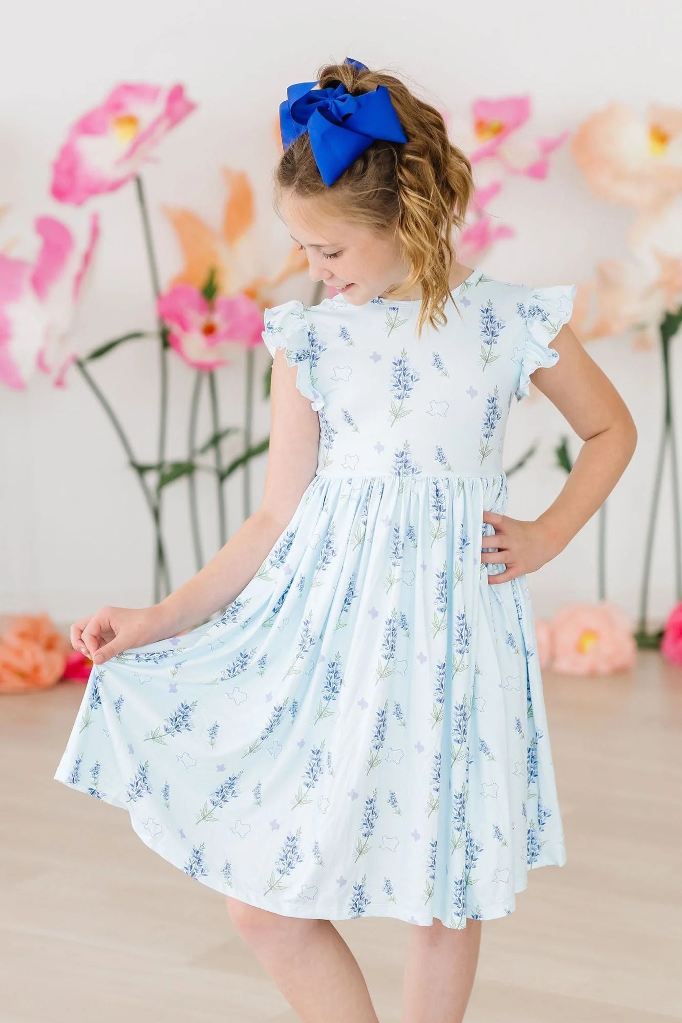 blue twirl dress Blue Evil Eye Girls' Bamboo Twirl Dress