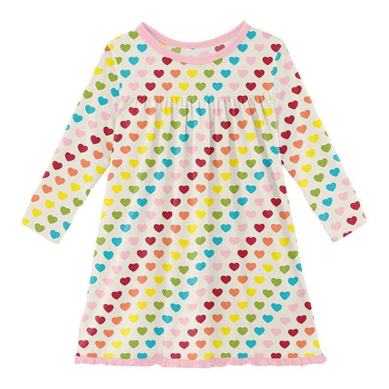 Kickee Pants Long Sleeve Swing Dress 2T / Rainbow Hearts