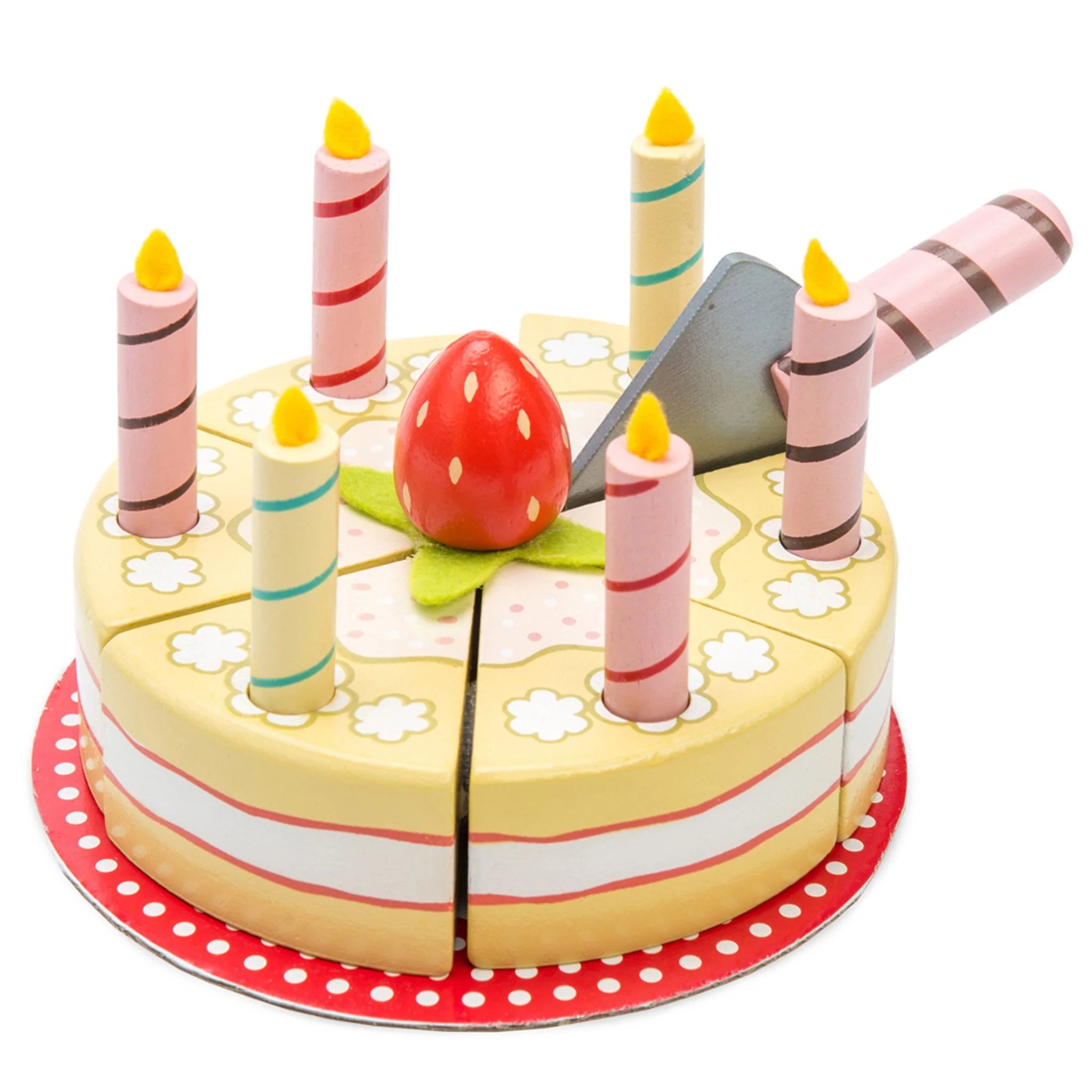 vanilla birthday cake with candles
